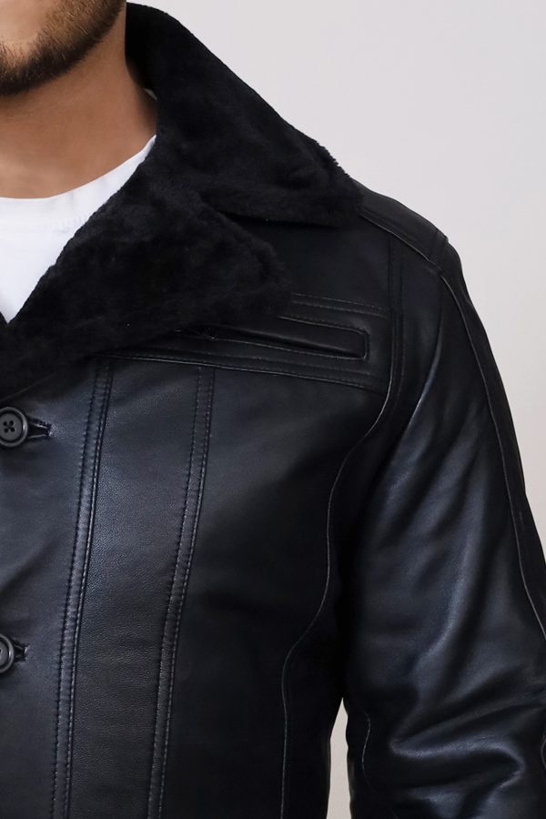 Fur Collar Coat Leather Jacket For Men's