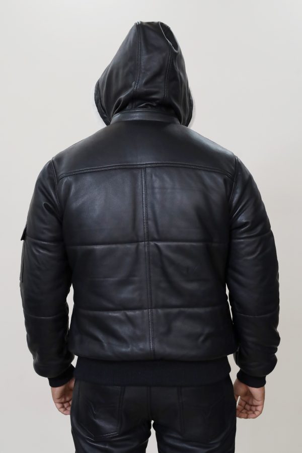 Hooded Fur Lined Leather Jacket
