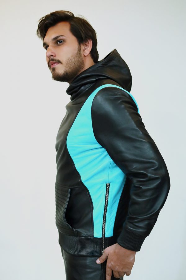Multi Colors Leather Pullover Hoodie