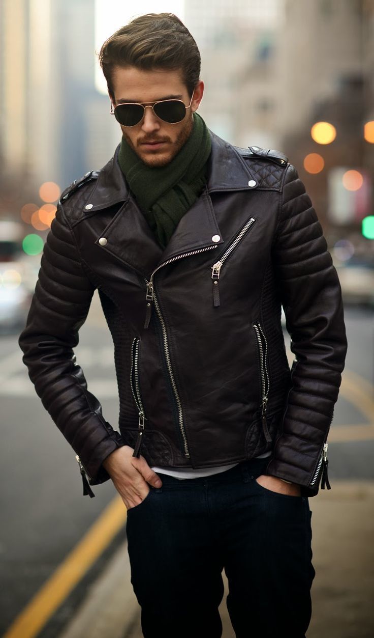 Asymmetrical Leather Jacket For Biker